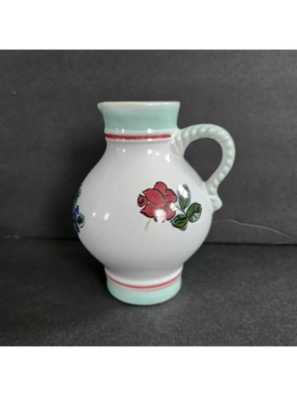 Ceramic Small Pitcher Creamer Jug Server Vintage Retro Floral Bud Vase 4.75